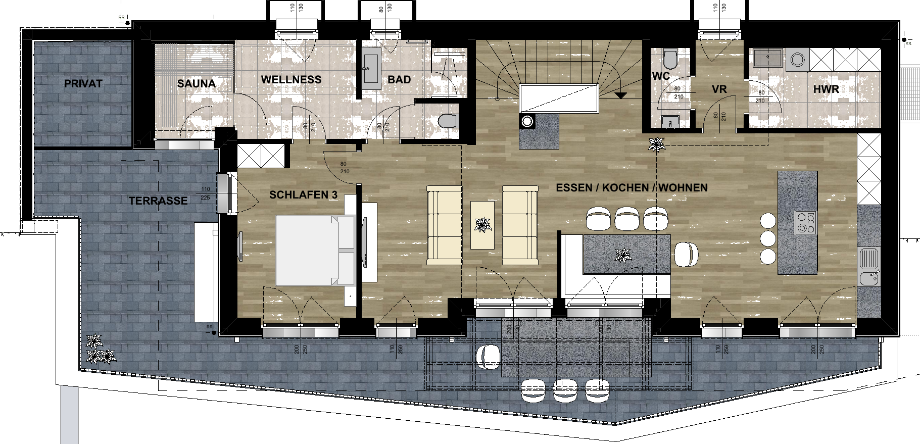 Grundriss Obergeschoss – Chalet Hochkoenig in Maria Alm
