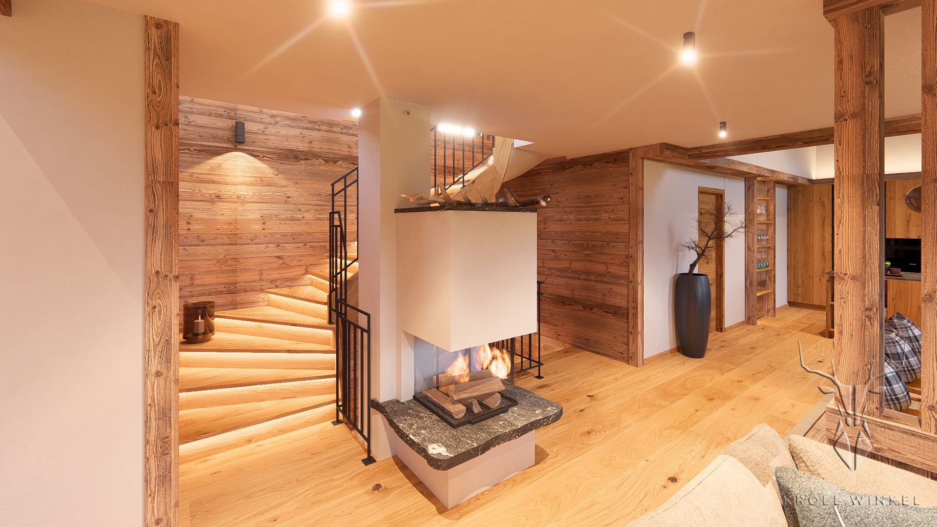 Kamin und Treppenhaus Chalet Hochkoenig in Maria Alm