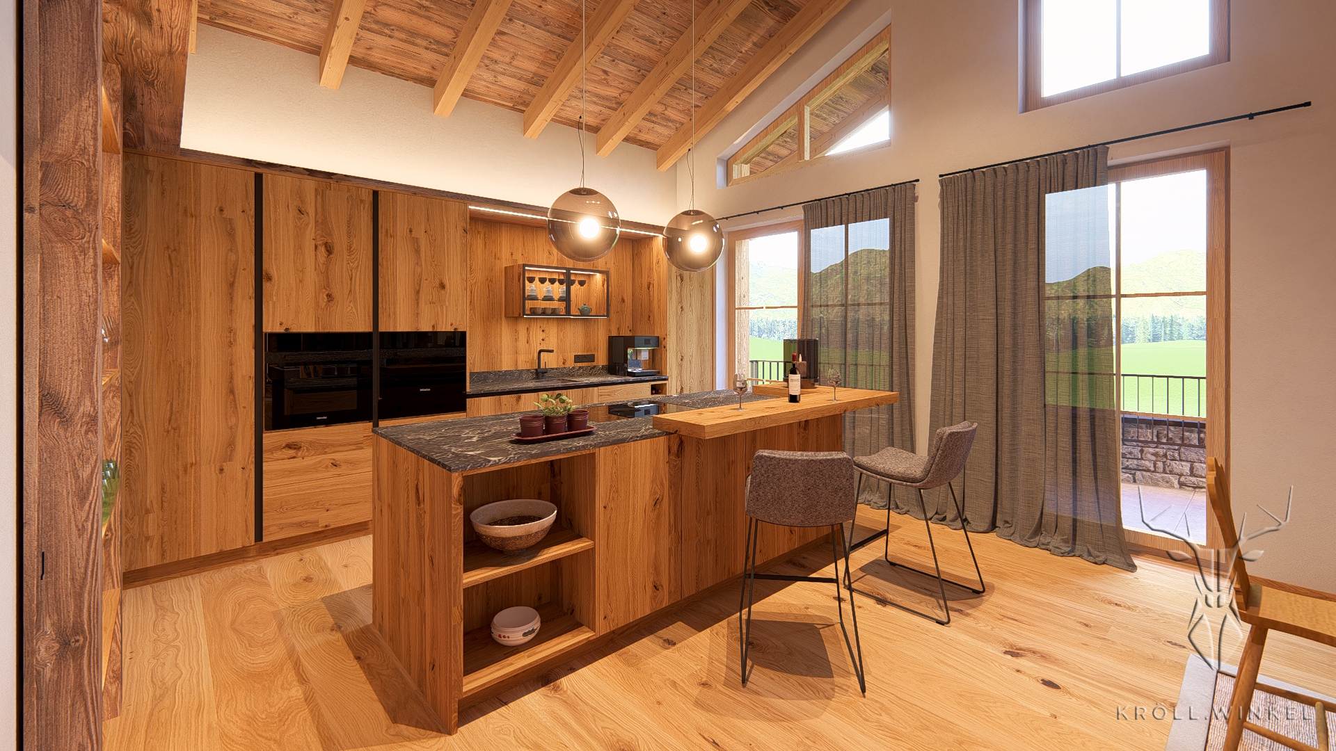 Küche mit Kochinsel Chalet Hochkoenig in Maria Alm