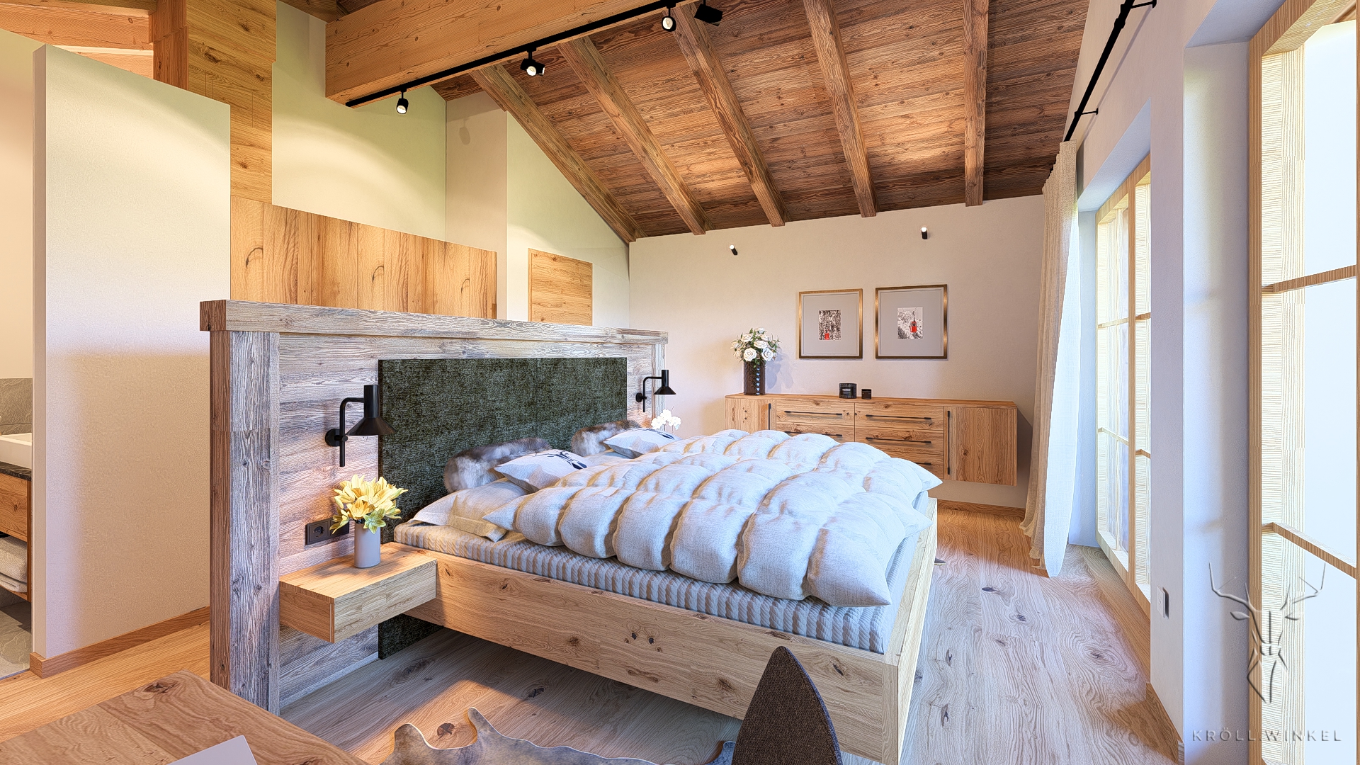 Schlafzimmer Dachgeschoss Chalet Hochkoenig in Maria Alm